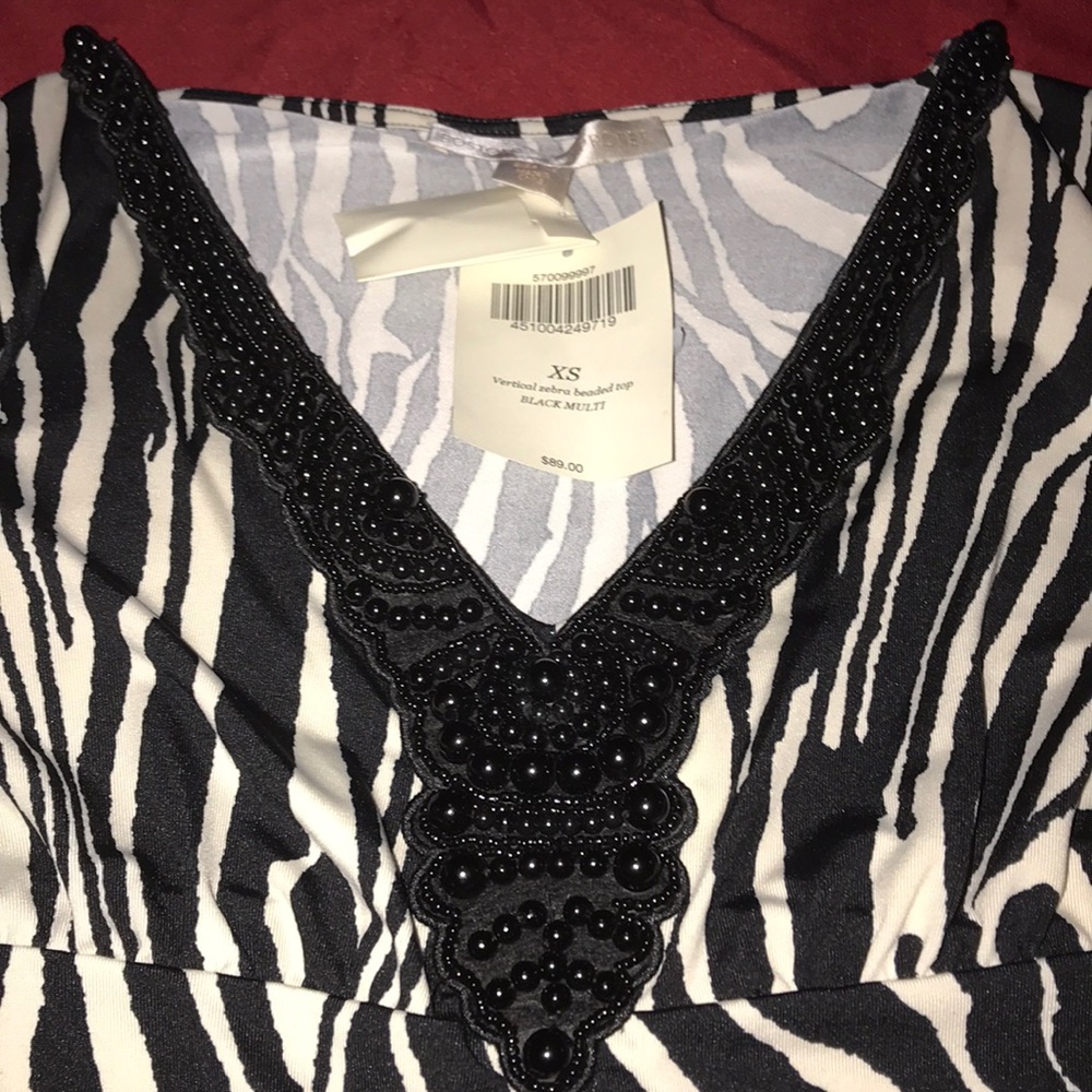 Boston Proper Zebra Beaded Top - Picture 2 of 8